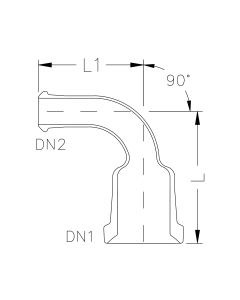 Bogen, 90&deg;, Reduzierung, DN025, DN015, PF, ableitf., Boro3.3 (PNS0008116)