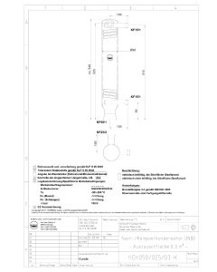Wärmeübertrager, Nachkondensator, horizontal, 0,3 m², DN050, DN025, DN015, Länge 525mm, KF, Boro3.3