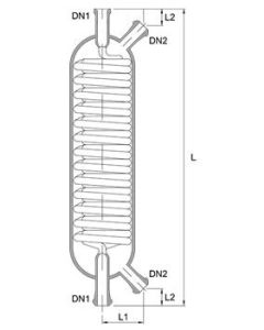 Wärmeübertrager, Flüssigkeit, 1,00 m², DN150, DN025, DN025, Länge 750 mm, PF, Bo